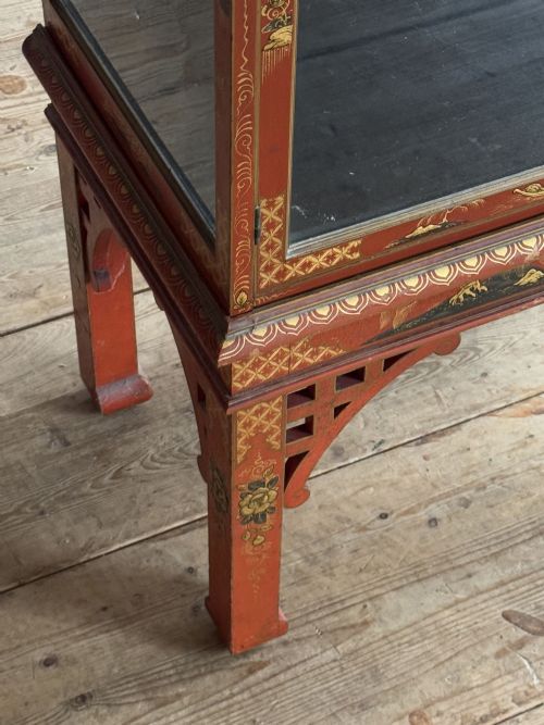 RED LACQUERED MAHOGANY CHINA CABINET - ADDITIONAL PHOTO 7