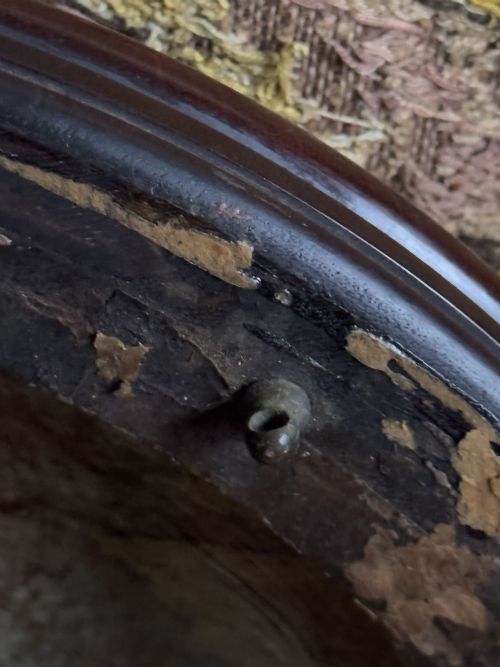 19THC MAHOGANY CONVEX GLASS PICTURE FRAME - ADDITIONAL PHOTO 5