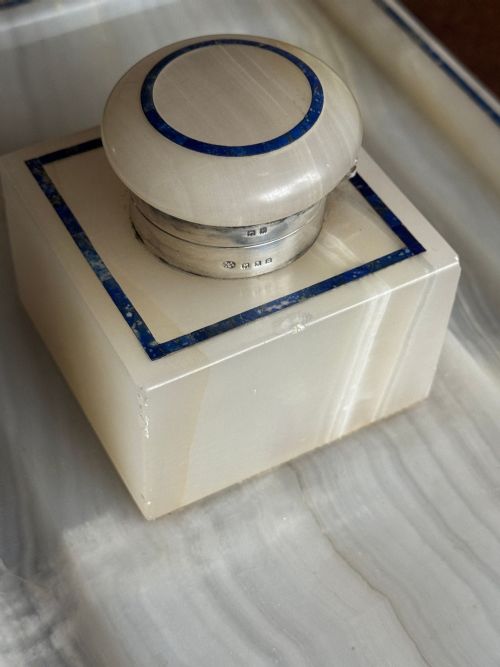 ONYX AND LAPIS INLAID INKSTAND - ADDITIONAL PHOTO 4