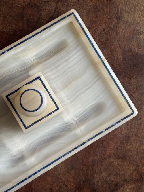 ONYX AND LAPIS INLAID INKSTAND - ADDITIONAL PHOTO 6