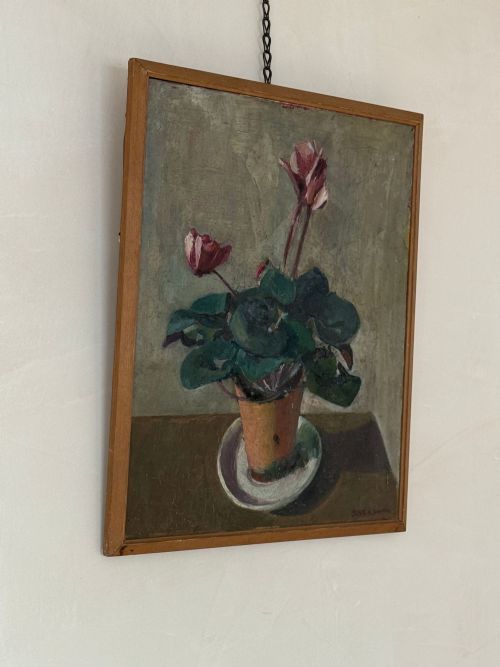 OIL ON CANVAS POTTED PINK CYCLAMEN - ADDITIONAL PHOTO 3