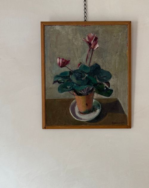OIL ON CANVAS POTTED PINK CYCLAMEN - ADDITIONAL PHOTO 4