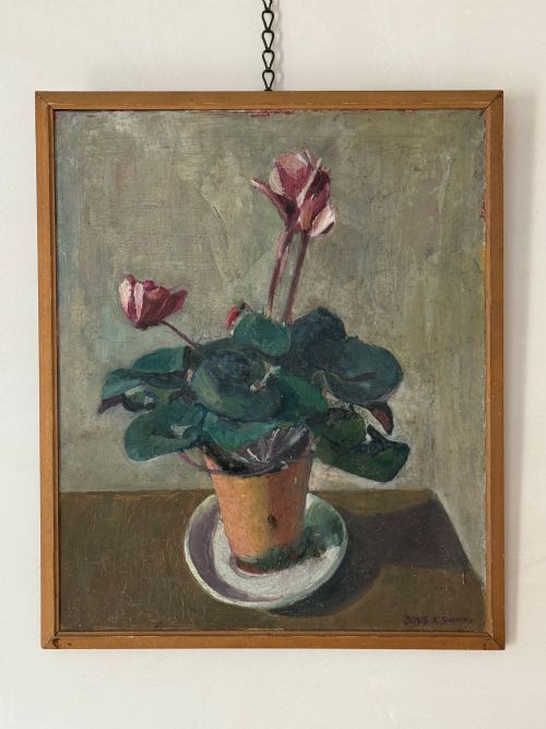 OIL ON CANVAS POTTED PINK CYCLAMEN - ADDITIONAL PHOTO 5
