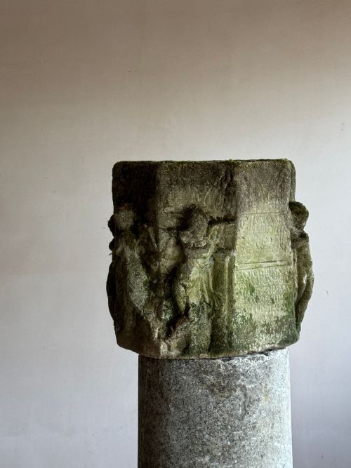 A CAST STONE ROMAN FUNERARY ALTAR - ADDITIONAL PHOTO 1