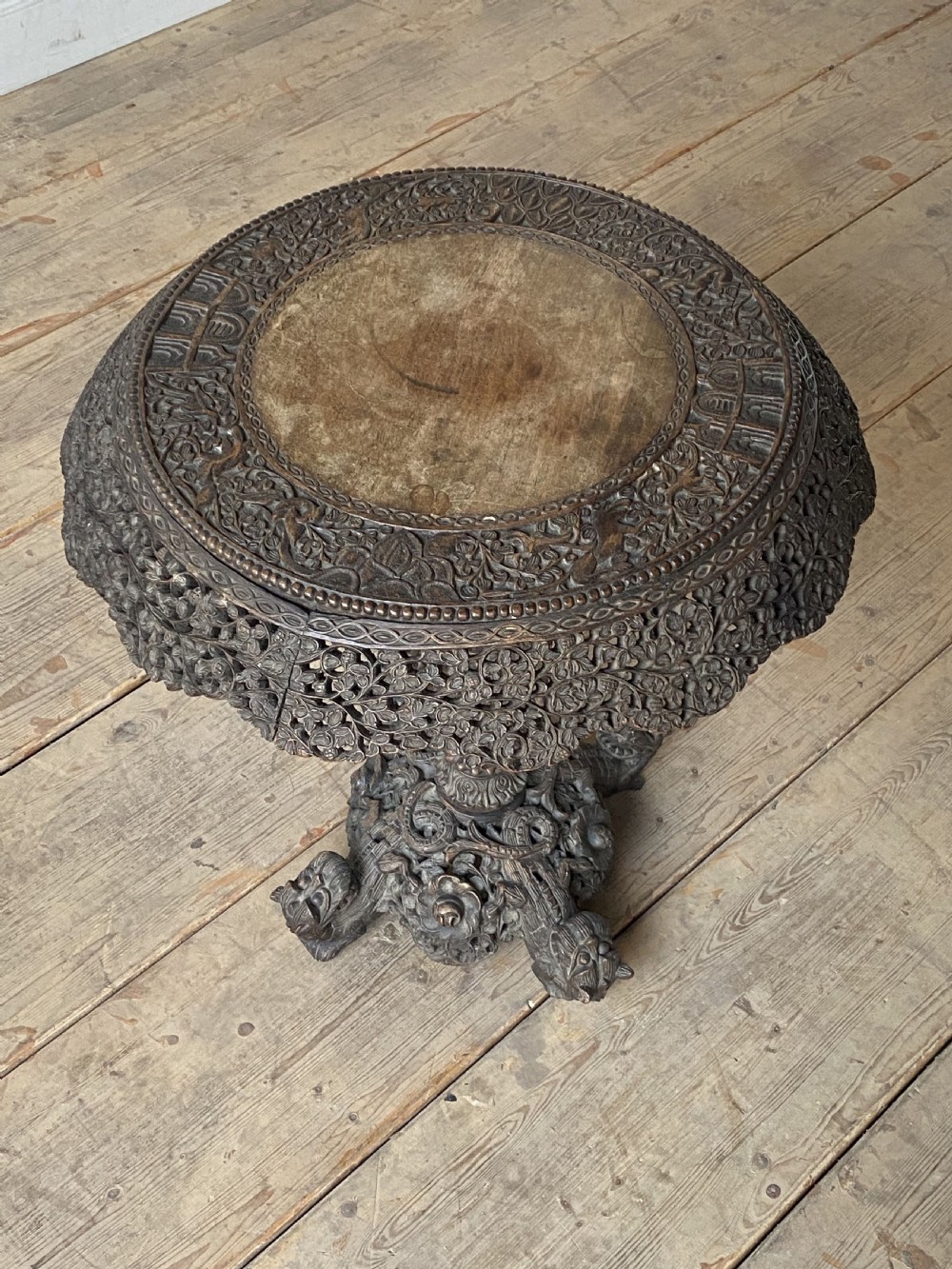 19thC Burmese hardwood tilt top occasional table View II