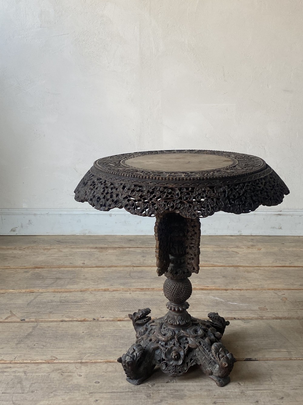 19thC Burmese hardwood tilt top occasional table View III