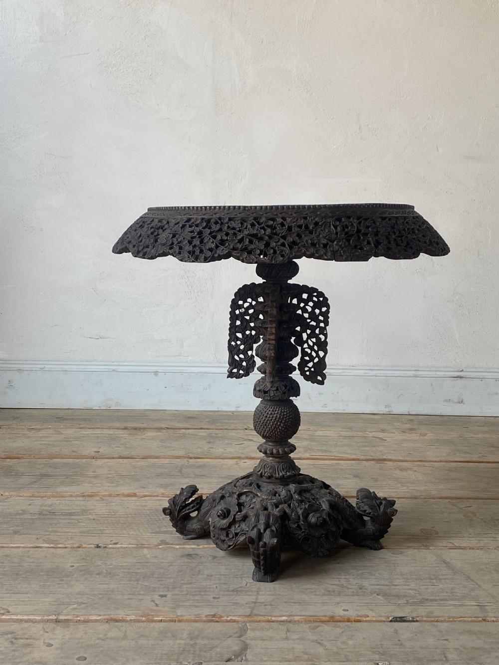 19thC Burmese hardwood tilt top occasional table View IV