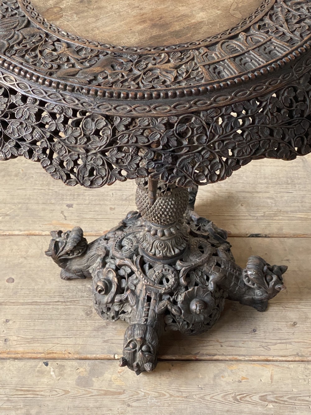 19thC Burmese hardwood tilt top occasional table View VII