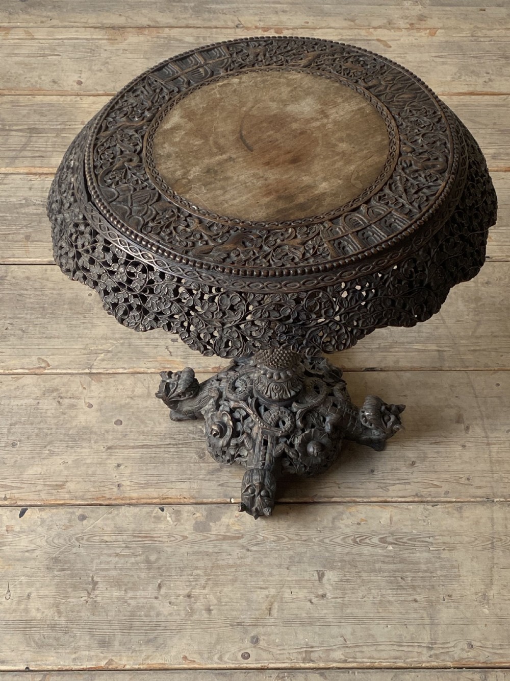 19thC Burmese hardwood tilt top occasional table View VIII
