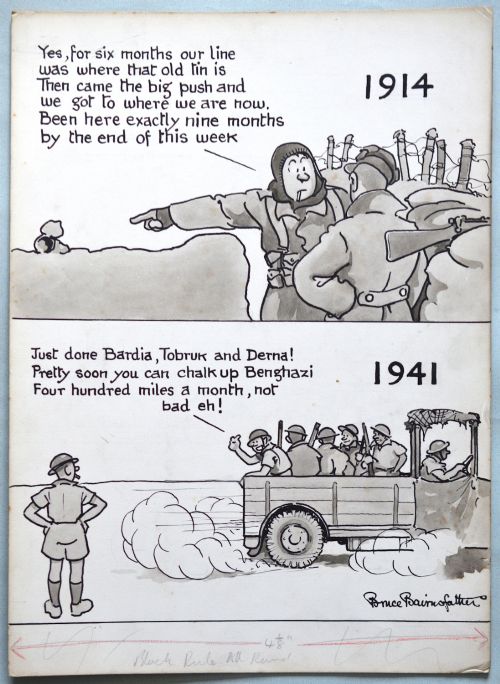 Original Ink Drawing by Bruce Bairnsfather – Titled "The Border Line"