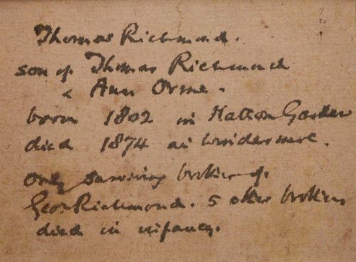 fig 7. 19th Century Engraved Print of Anne Richmond and Photo of The Artist Thomas (Tom) Richmond Jnr