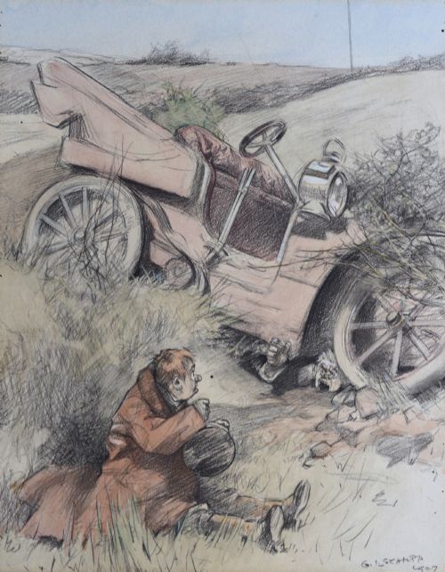 Watercolour Painting by George Lorain Stampa – “The Accident” Dated 1907