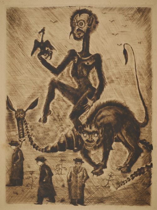Rare Surreal Print / Etching by Kurt Lorein Victor Peiser – Dated 1931