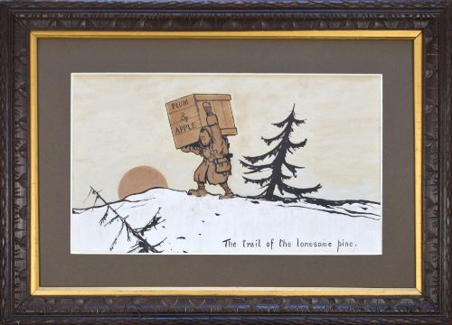 Original Watercolour Painting by Bruce Bairnsfather – ‘The Trail of the Lonesome Pine’ 1914-18