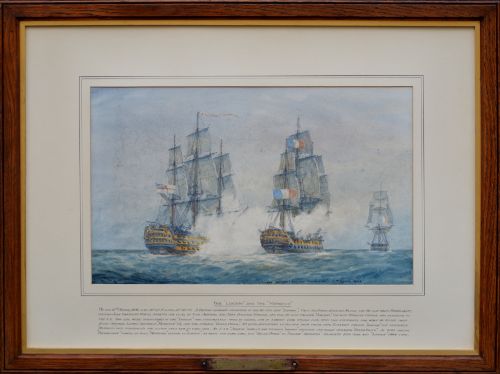 The London and the Marengo by Admiral Sir Charles Burrard - 19th Century Watercolour