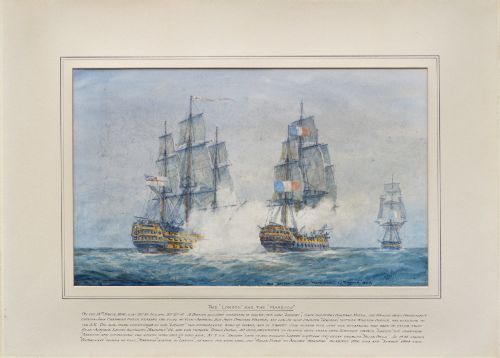 fig 2. The London and the Marengo by Admiral Sir Charles Burrard - 19th Century Watercolour