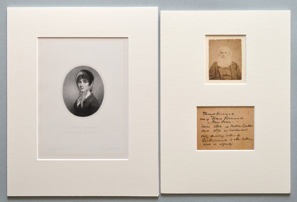 19th Century Engraved Print of Anne Richmond and Photo of The Artist Thomas (Tom) Richmond Jnr