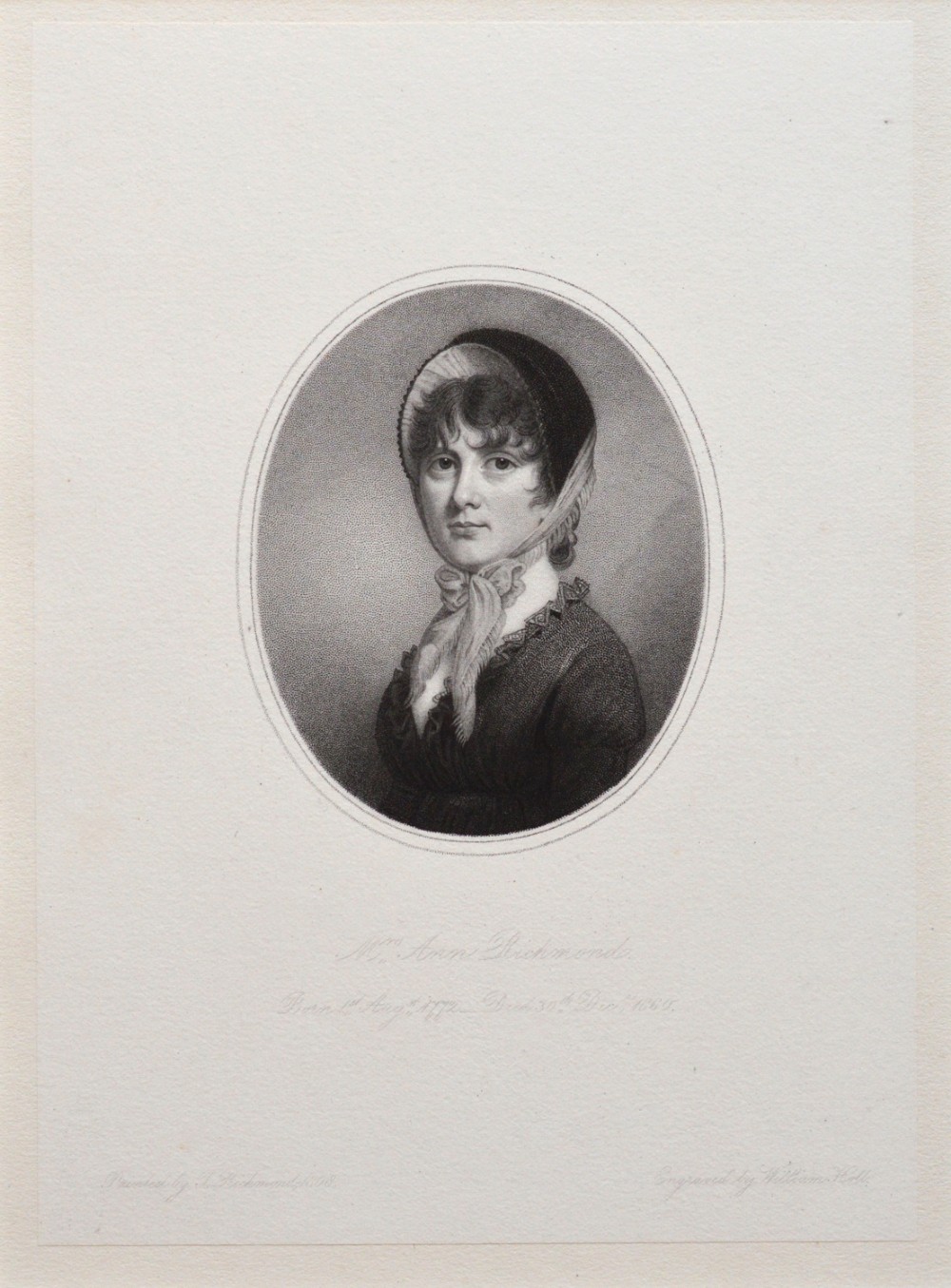 19th Century Engraved Print of Anne Richmond and Photo of The Artist Thomas (Tom) Richmond Jnr View III