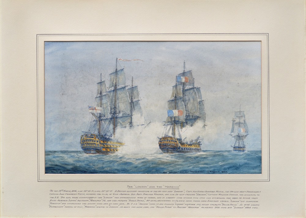 The London and the Marengo by Admiral Sir Charles Burrard - 19th Century Watercolour View III