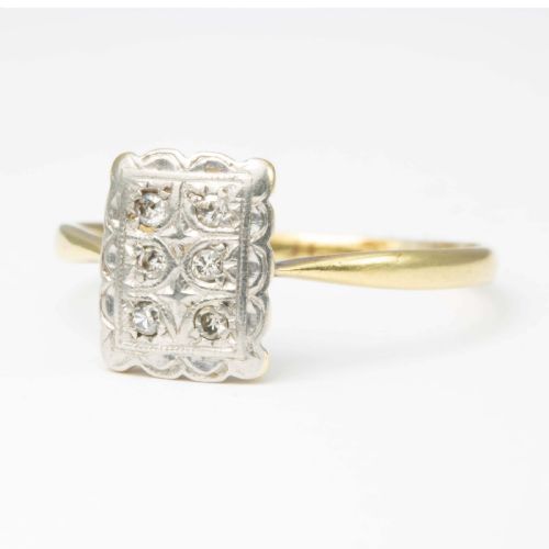 VINTAGE ART DECO STYLE 18CT GOLD DIAMOND PANEL RING - ADDITIONAL PHOTO 1