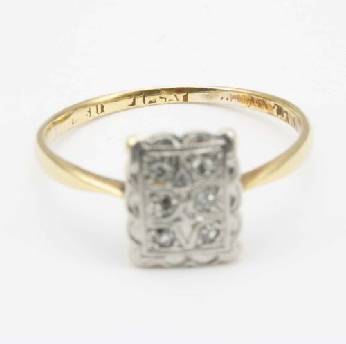 VINTAGE ART DECO STYLE 18CT GOLD DIAMOND PANEL RING - ADDITIONAL PHOTO 5