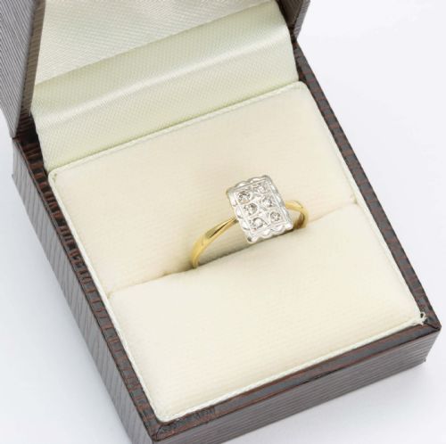 VINTAGE ART DECO STYLE 18CT GOLD DIAMOND PANEL RING - ADDITIONAL PHOTO 7