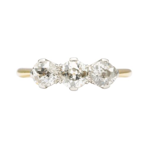 edwardian 18ct gold 1 carat 3 stone diamond ring - CATEGORY: ANTIQUE JEWELLERY - DATED EDWARDIAN
