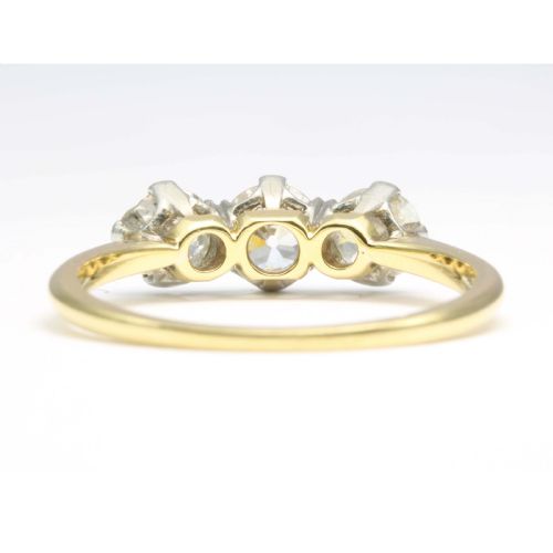 EDWARDIAN 18CT GOLD 1 CARAT 3 STONE DIAMOND RING - ADDITIONAL PHOTO 4