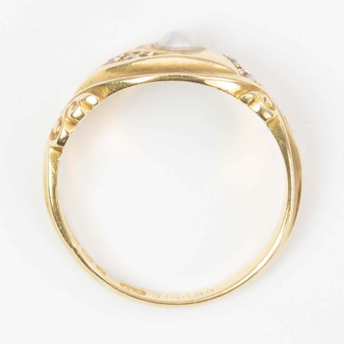 VICTORIAN 18CT GOLD PEARL DIAMOND GYPSY RING - ADDITIONAL PHOTO 3