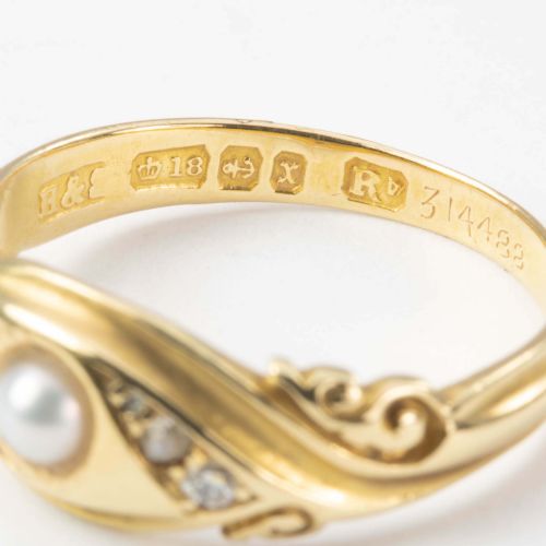 VICTORIAN 18CT GOLD PEARL DIAMOND GYPSY RING - ADDITIONAL PHOTO 4