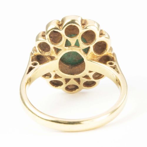 VINTAGE 9CT GOLD TURQUOISE AND PEARL CLUSTER RING - ADDITIONAL PHOTO 4