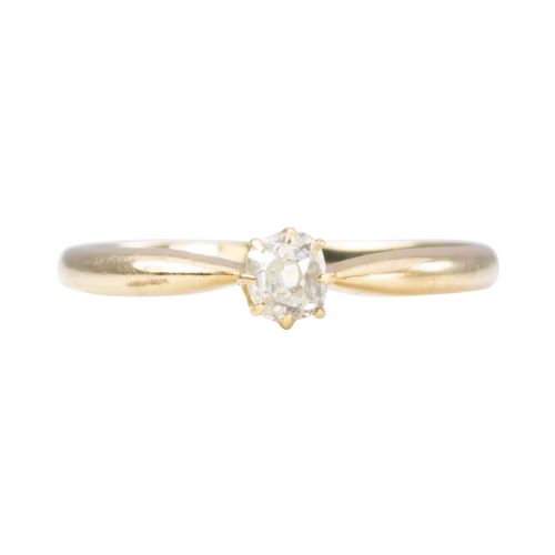 vintage 18ct gold 02 carat single stone old cut diamond engagement ring - CATEGORY: ANTIQUE JEWELLERY - DATED 1920