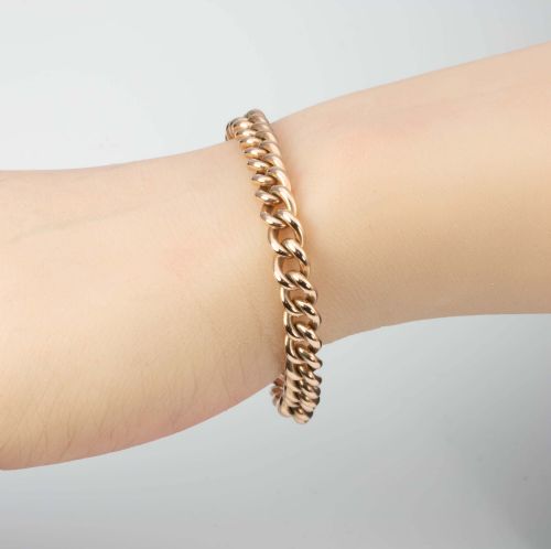 VICTORIAN 9CT ROSE GOLD CURB CHARM BRACELET AND HEART PADLOCK - ADDITIONAL PHOTO 5