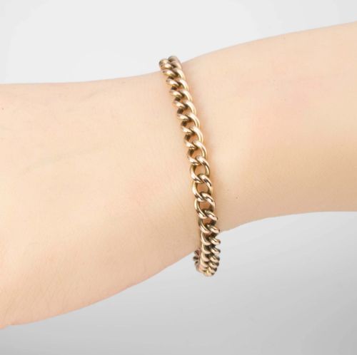 VICTORIAN 9CT ROSE GOLD CURB CHARM BRACELET WITH HEART PADLOCK - ADDITIONAL PHOTO 5