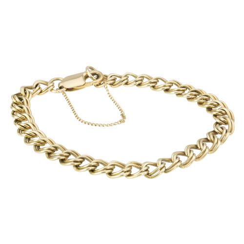 vintage 9ct gold double link curb bracelet - CATEGORY: ANTIQUE JEWELLERY - DATED 1960