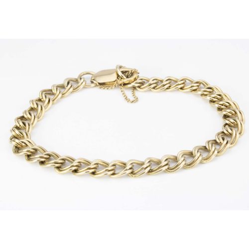VINTAGE 9CT GOLD DOUBLE LINK CURB BRACELET - ADDITIONAL PHOTO 1