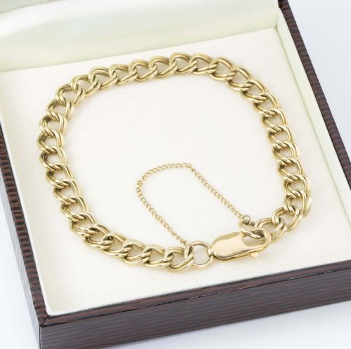VINTAGE 9CT GOLD DOUBLE LINK CURB BRACELET - ADDITIONAL PHOTO 3
