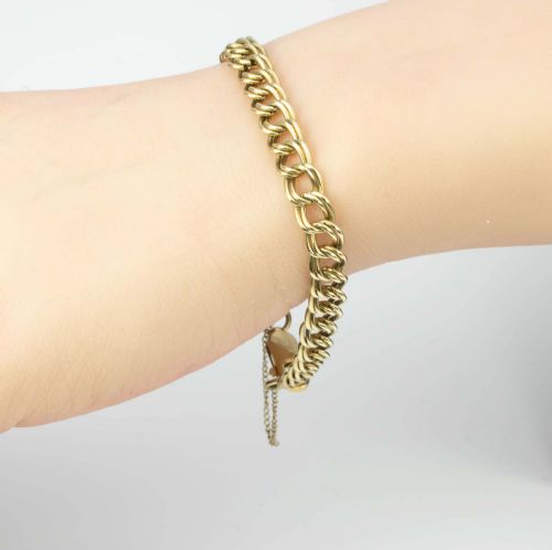 VINTAGE 9CT GOLD DOUBLE LINK CURB BRACELET - ADDITIONAL PHOTO 4