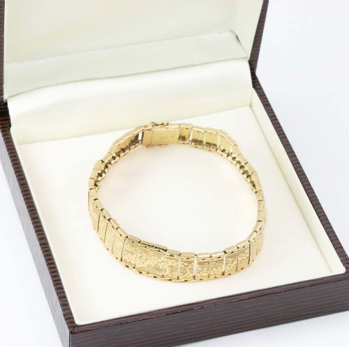 VINTAGE 1920S 14CT GOLD EMBOSSED FLORAL DESIGN BRACELET - ADDITIONAL PHOTO 8
