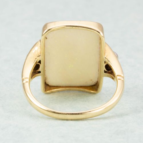 ANTIQUE 18CT GOLD OPAL DIAMOND PANEL RING - ADDITIONAL PHOTO 4
