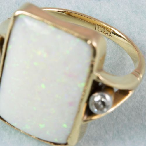 ANTIQUE 18CT GOLD OPAL DIAMOND PANEL RING - ADDITIONAL PHOTO 6