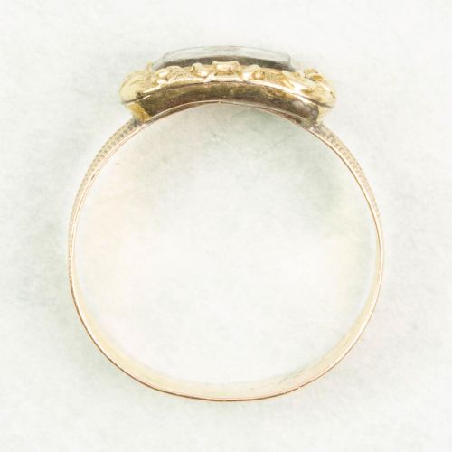 GEORGIAN 15CT GOLD MOURNING RING WITH HAIRWORK PANEL - ADDITIONAL PHOTO 5