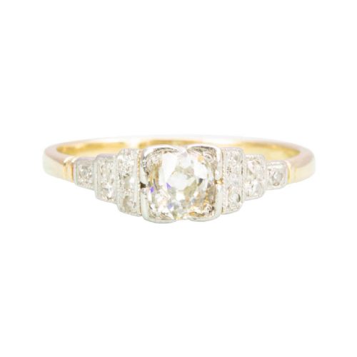 art deco 18ct gold diamond engagement ring - CATEGORY: ANTIQUE JEWELLERY - DATED 1920