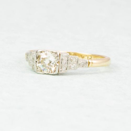 ART DECO 18CT GOLD DIAMOND ENGAGEMENT RING - ADDITIONAL PHOTO 1