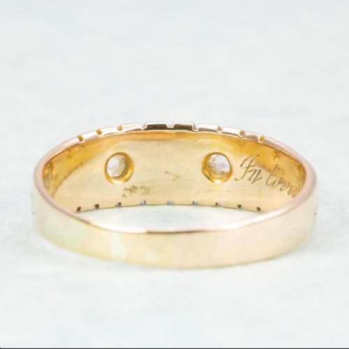 VICTORIAN 15CT GOLD PEARL DIAMOND 5 STONE MOURNING RING - ADDITIONAL PHOTO 3