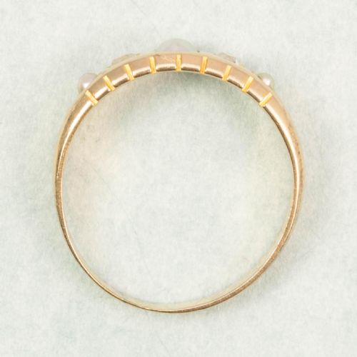 VICTORIAN 15CT GOLD PEARL DIAMOND 5 STONE MOURNING RING - ADDITIONAL PHOTO 6