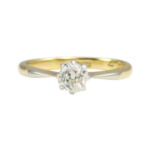 antique 18ct gold solitaire diamond engagement ring - CATEGORY: ANTIQUE JEWELLERY - DATED 1920