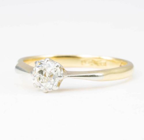 ANTIQUE 18CT GOLD SOLITAIRE DIAMOND ENGAGEMENT RING - ADDITIONAL PHOTO 1