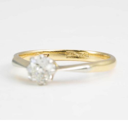 ANTIQUE 18CT GOLD SOLITAIRE DIAMOND ENGAGEMENT RING - ADDITIONAL PHOTO 4