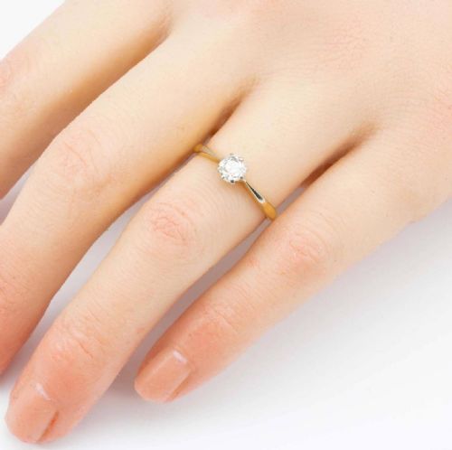 ANTIQUE 18CT GOLD SOLITAIRE DIAMOND ENGAGEMENT RING - ADDITIONAL PHOTO 6